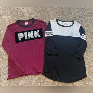 2 Victoria’s Secret Pink long sleeve shirts